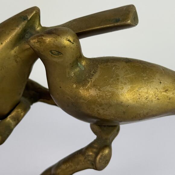 Vintage Brass Lovebird Statue Walmart Collectible Home Decor 4.5 in 1.6 lb - Picture 3 of 15